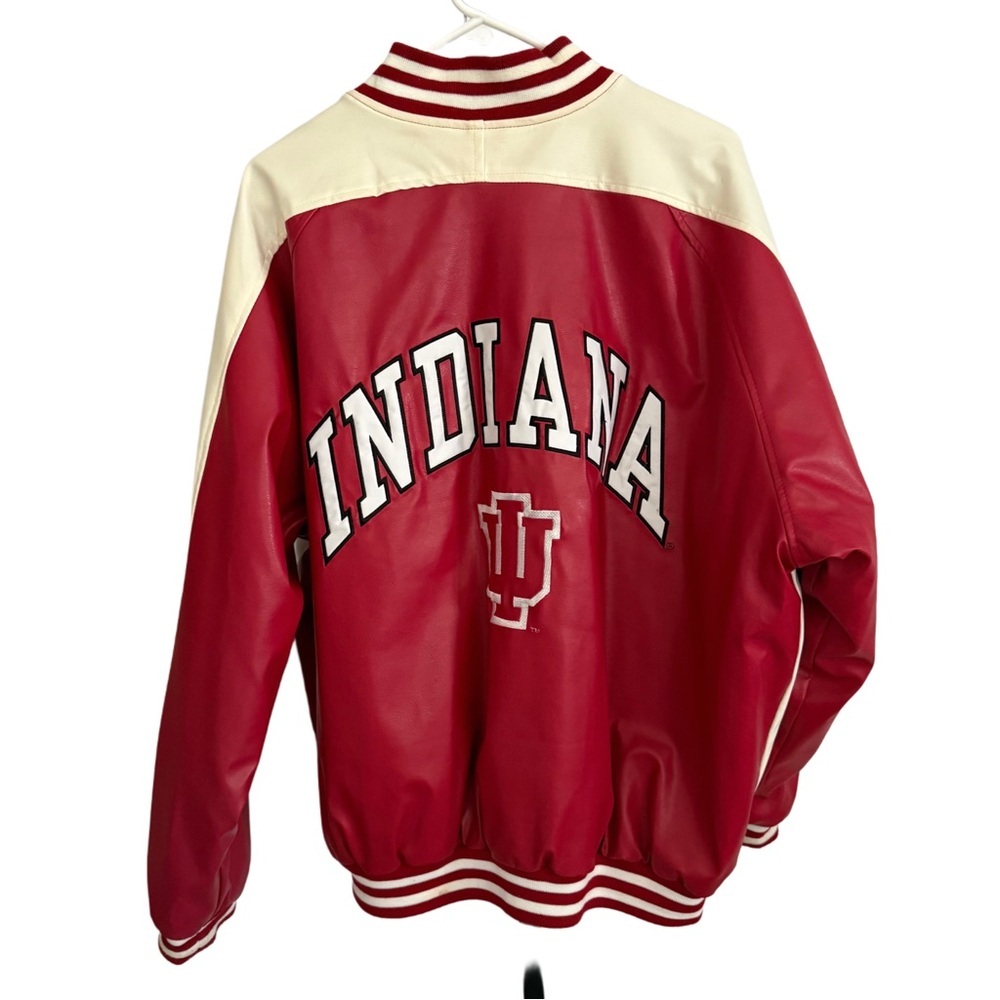 Vintage Steve & Barry's Indiana University Embroidered Leather Varsity Jacket - Picture 3 of 12